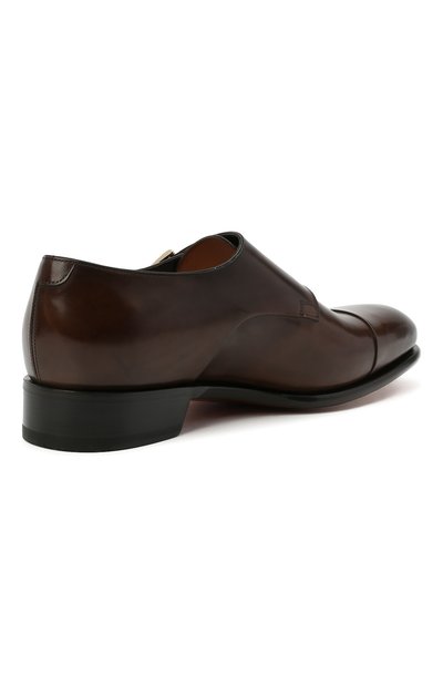 Кожаные монки SANTONI темно-коричневого цвета по цене 111000 руб., арт. MCCR11652MC1HVVDT50, фото 4 Кожаные монки SANTONI, арт. MCCR11652MC1HVVDT50, фото 4