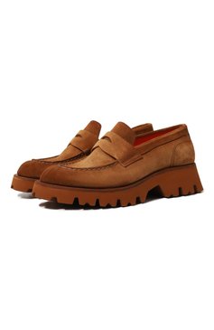 Женские замшевые пенни-лоферы SANTONI коричневого цвета, арт. WUFR70432G0MBHSYC55 | Фото 1 (Подошва: Платформа; Каблук высота: Низкий; Материал внутренний: Натуральная кожа; Материал сплава: Проставлено; Драгоценные камни: Проставлено; Материал внешний: Замша)