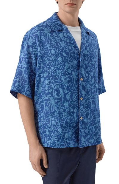 Льняная рубашка KITON синего цвета по цене 121000 руб., арт. UMC028H09717, фото 3 Льняная рубашка KITON, арт. UMC028H09717, фото 3