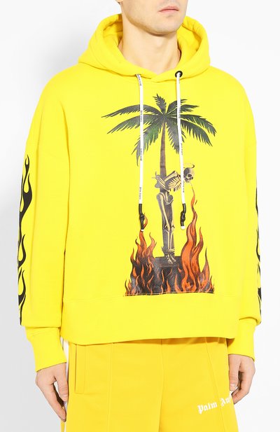 Хлопковое худи PALM ANGELS желтого цвета по цене 67400 руб., арт. PMBB058R206310266088, фото 3 Хлопковое худи PALM ANGELS, арт. PMBB058R206310266088, фото 3