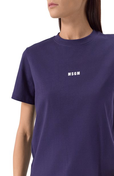Хлопковая футболка MSGM темно-синего цвета по цене 9950 руб., арт. 3841MDM500/257002, фото 5 Хлопковая футболка MSGM, арт. 3841MDM500/257002, фото 5