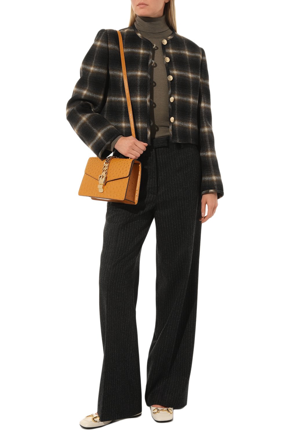 Сумка sylvie small из кожи страуса GUCCI, арт. 524405 GZPBG, фото 7