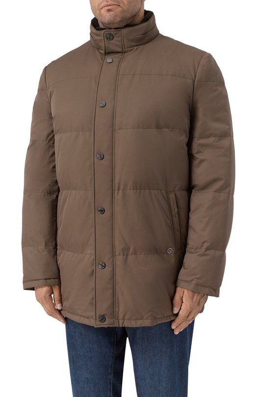 Пуховик с воротником из бобра Stefano Ricci MDJ5300350/PL001T/60-62 Коричневый  MDJ5300350/PL001T/60-62 Фото 3