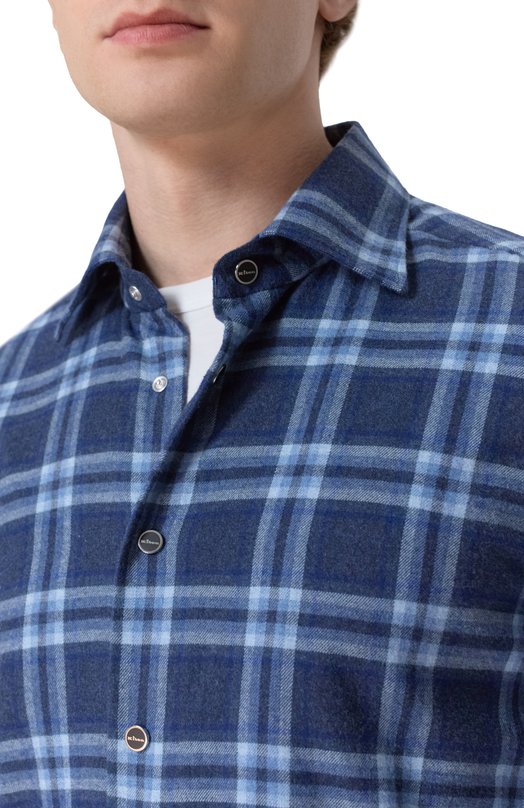 Хлопковая рубашка Kiton UMCNERHH0906601 Синий  UMCNERHH0906601 Фото 5