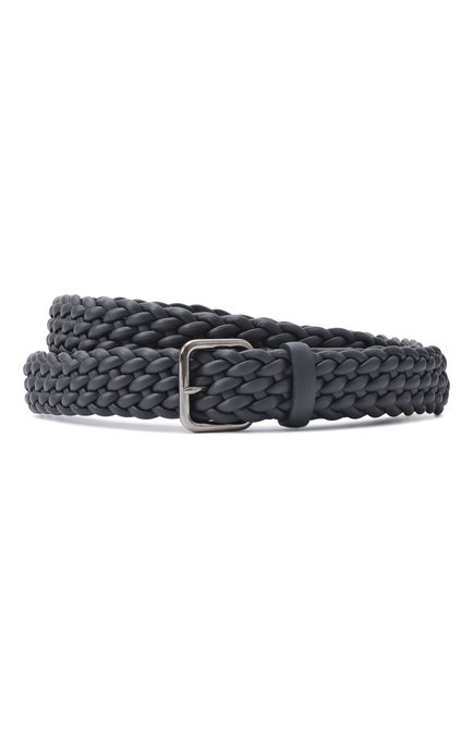 Мужской кожаный ремень GIORGIO ARMANI темно-синего цвета, арт. GM000899/AF14366 | Фото 1 (Материал сплава: Проставлено; Материал: Натуральная кожа; Нос: Не проставлено)