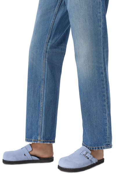 Замшевые сабо MOSCHINO голубого цвета по цене 44950 руб., арт. 10152/ME0, фото 3 Замшевые сабо MOSCHINO, арт. 10152/ME0, фото 3