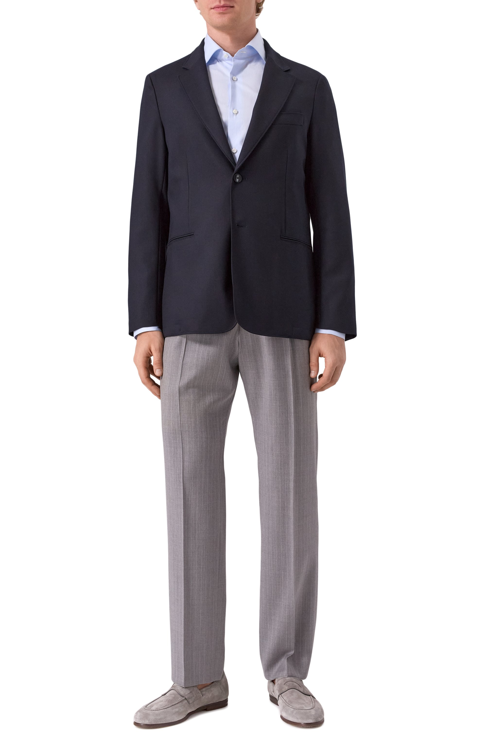 Шерстяные брюки BOSS серого цвета по цене 37300 руб., арт. 50534969, фото 2 Шерстяные брюки BOSS, арт. 50534969, фото 2