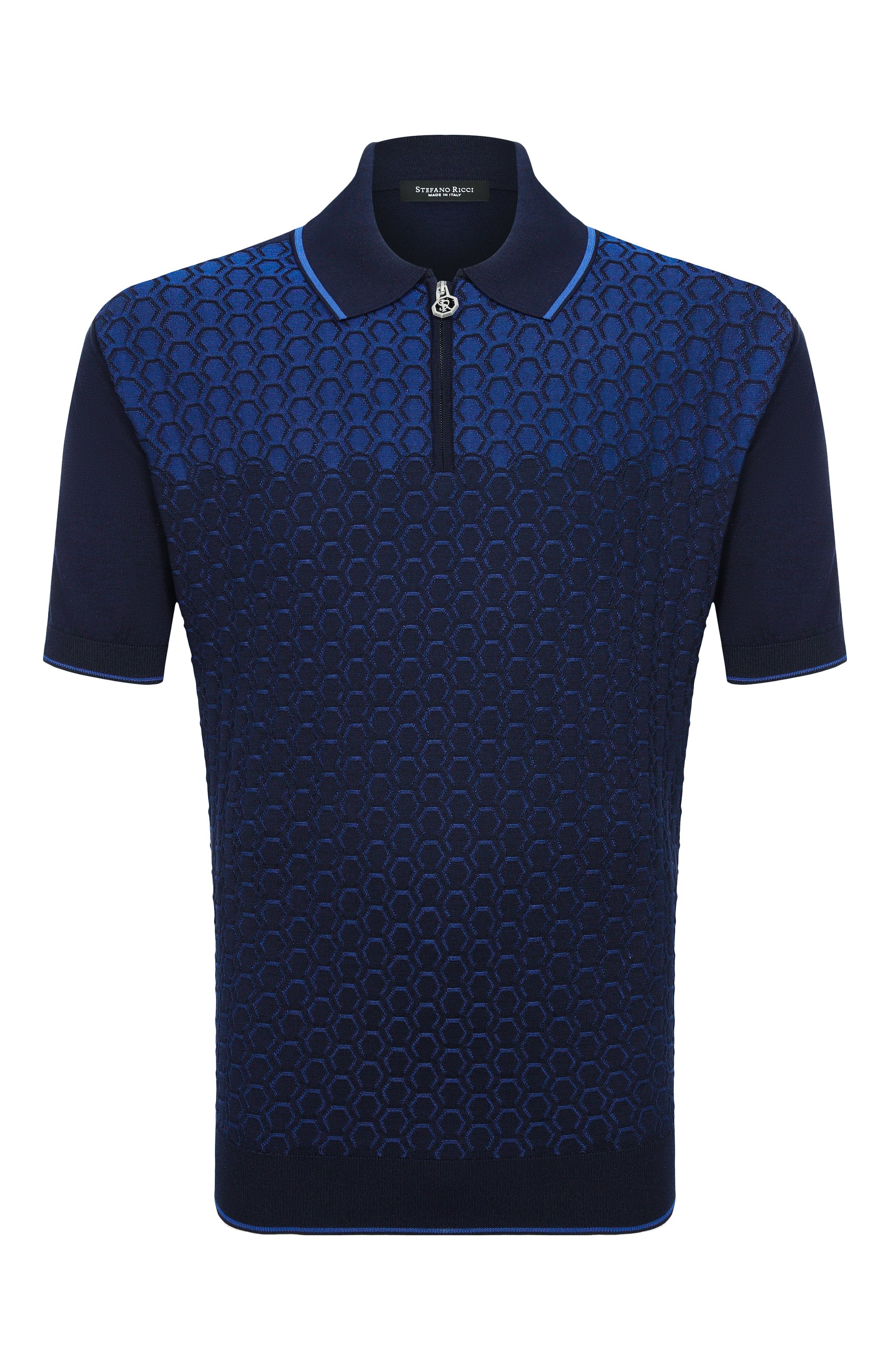Поло из шелка и хлопка STEFANO RICCI темно-синего цвета по цене 121000 руб., арт. K818109P31/F26175, фото 1 Поло из шелка и хлопка STEFANO RICCI, арт. K818109P31/F26175, фото 1