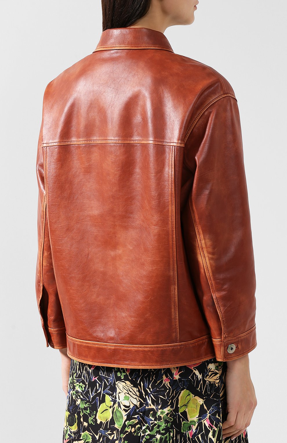 Кожаная куртка на пуговицах PRADA, арт. 58940-IR6-F0033, фото 4