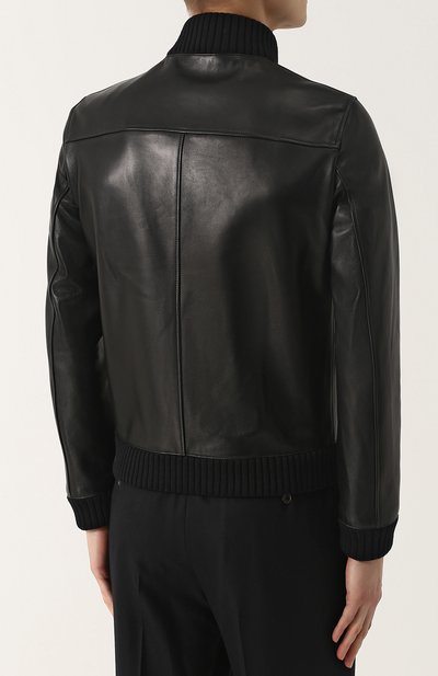 Кожаный бомбер на молнии с воротником-стойкой GUCCI, арт. 408378/XG136, фото 4