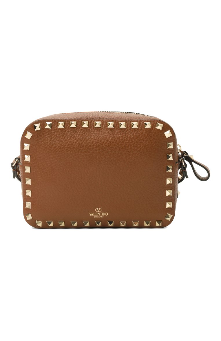 Женская сумка rockstud VALENTINO светло-коричневого цвета, арт. 5W2B0809/VSF | Фото 6 (Размер: mini; Ремень/цепочка: На ремешке; Материал: Натуральная кожа; Автоматизация состава: Проставлено; Автоматизация ТО: Проставлено)