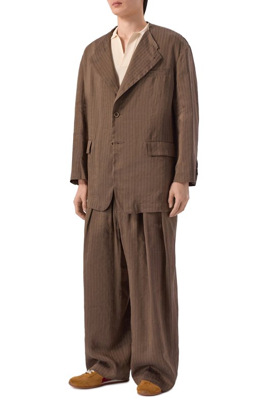 Брюки изо льна и вискозы Uma Wang UM3512 Коричневый  UM3512 Фото 2