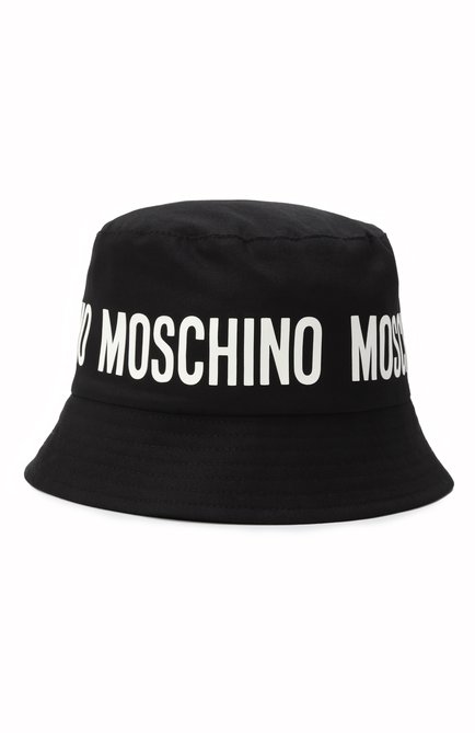 Детская хлопковая панама MOSCHINO черного цвета, арт. HUY002/L0A00 | Фото 1 (Материал: Текстиль, Хлопок; Материал сплава: Проставлено; Нос: Не проставлено)