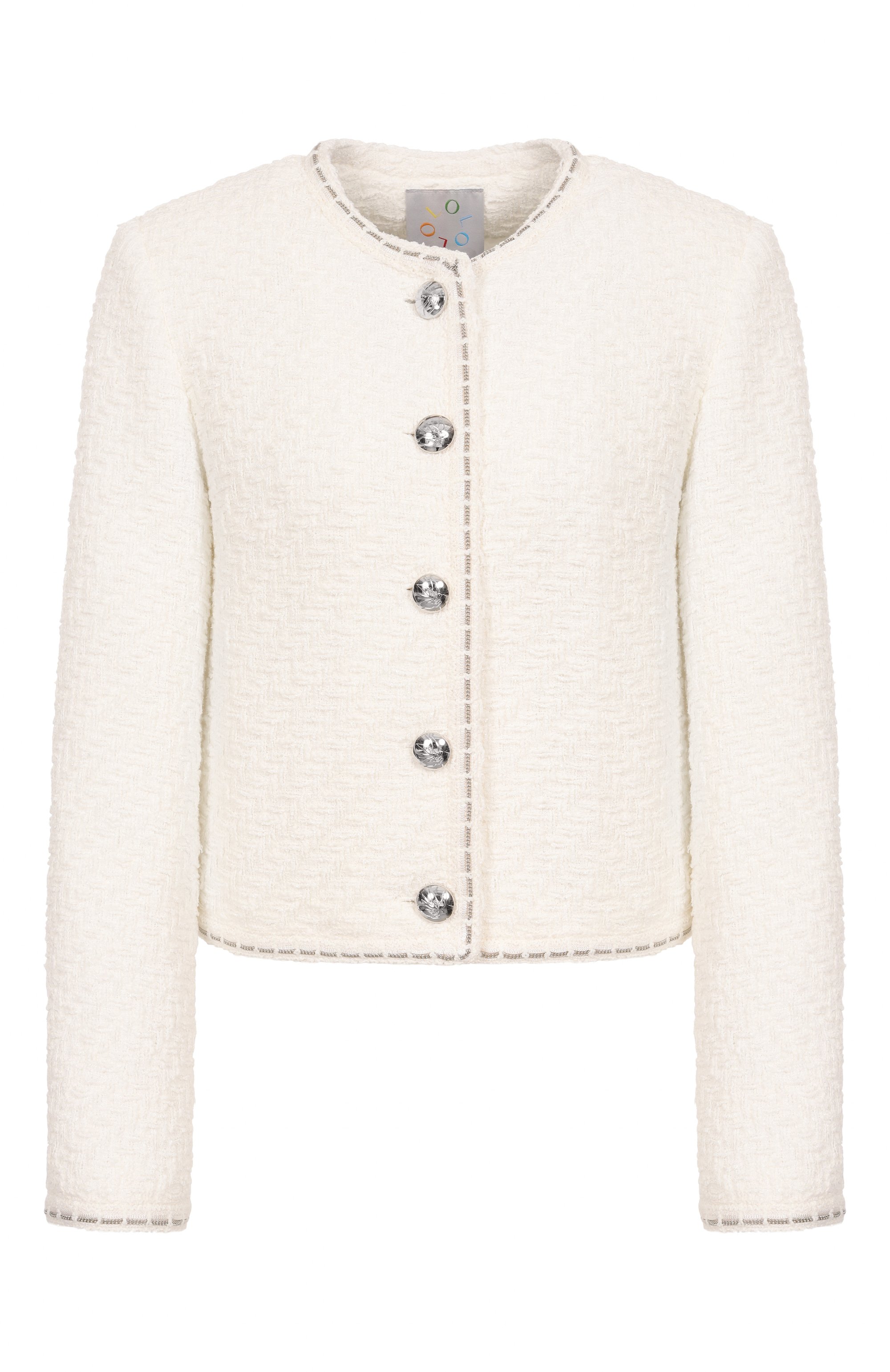 Твидовый жакет OLOLOL белого цвета по цене 92000 руб., арт. OLJT061T/3107.100/S25, фото 1 Твидовый жакет OLOLOL, арт. OLJT061T/3107.100/S25, фото 1