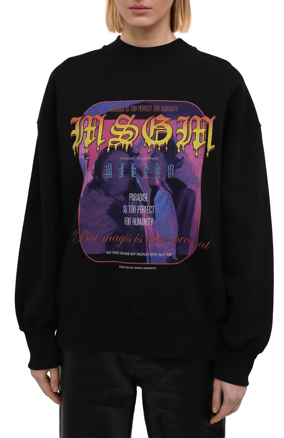 Хлопковый свитшот MSGM черного цвета по цене 15200 руб., арт. 2942MDM291 207999/CG, фото 3 Хлопковый свитшот MSGM, арт. 2942MDM291 207999/CG, фото 3