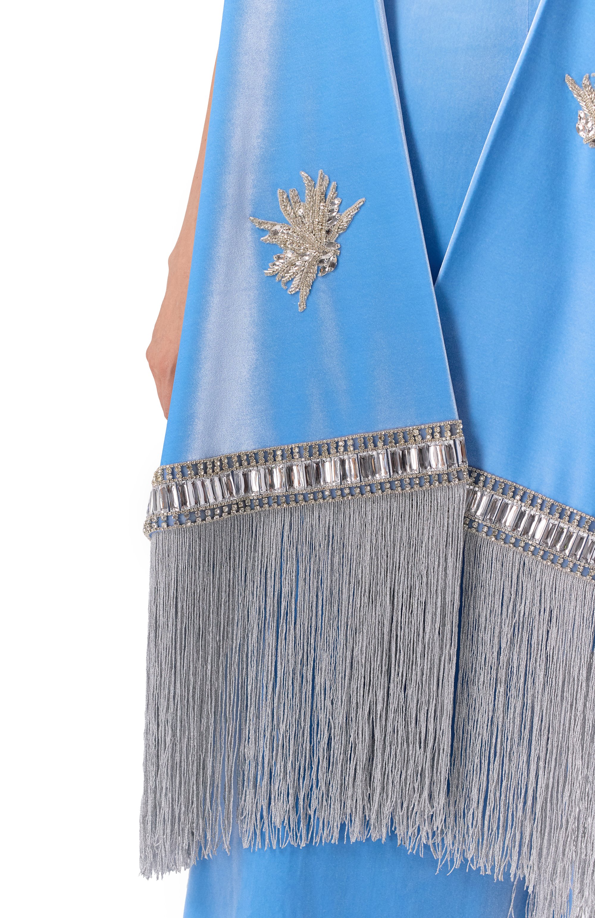 Бархатная накидка с отделкой стразами YANINA, арт. T-3092B, фото 5