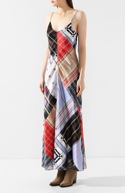 Шелковое платье GANNI голубого цвета по цене 59800 руб., арт. F4416, фото 3 Шелковое платье GANNI, арт. F4416, фото 3