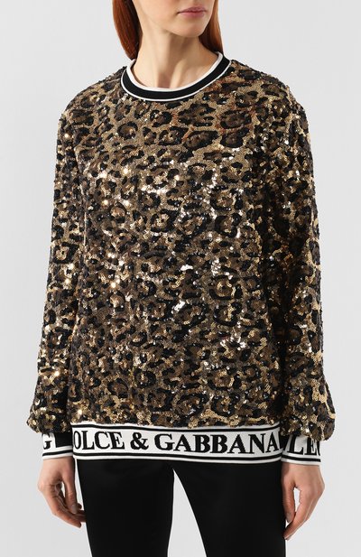 Пуловер DOLCE & GABBANA золотого цвета по цене 183000 руб., арт. F9D95T/FLSC0, фото 3 Пуловер DOLCE & GABBANA, арт. F9D95T/FLSC0, фото 3