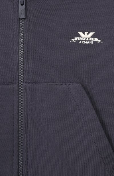 Хлопковая толстовка EMPORIO ARMANI темно-синего цвета по цене 23300 руб., арт. EB001391/AF26020, фото 3 Хлопковая толстовка EMPORIO ARMANI, арт. EB001391/AF26020, фото 3