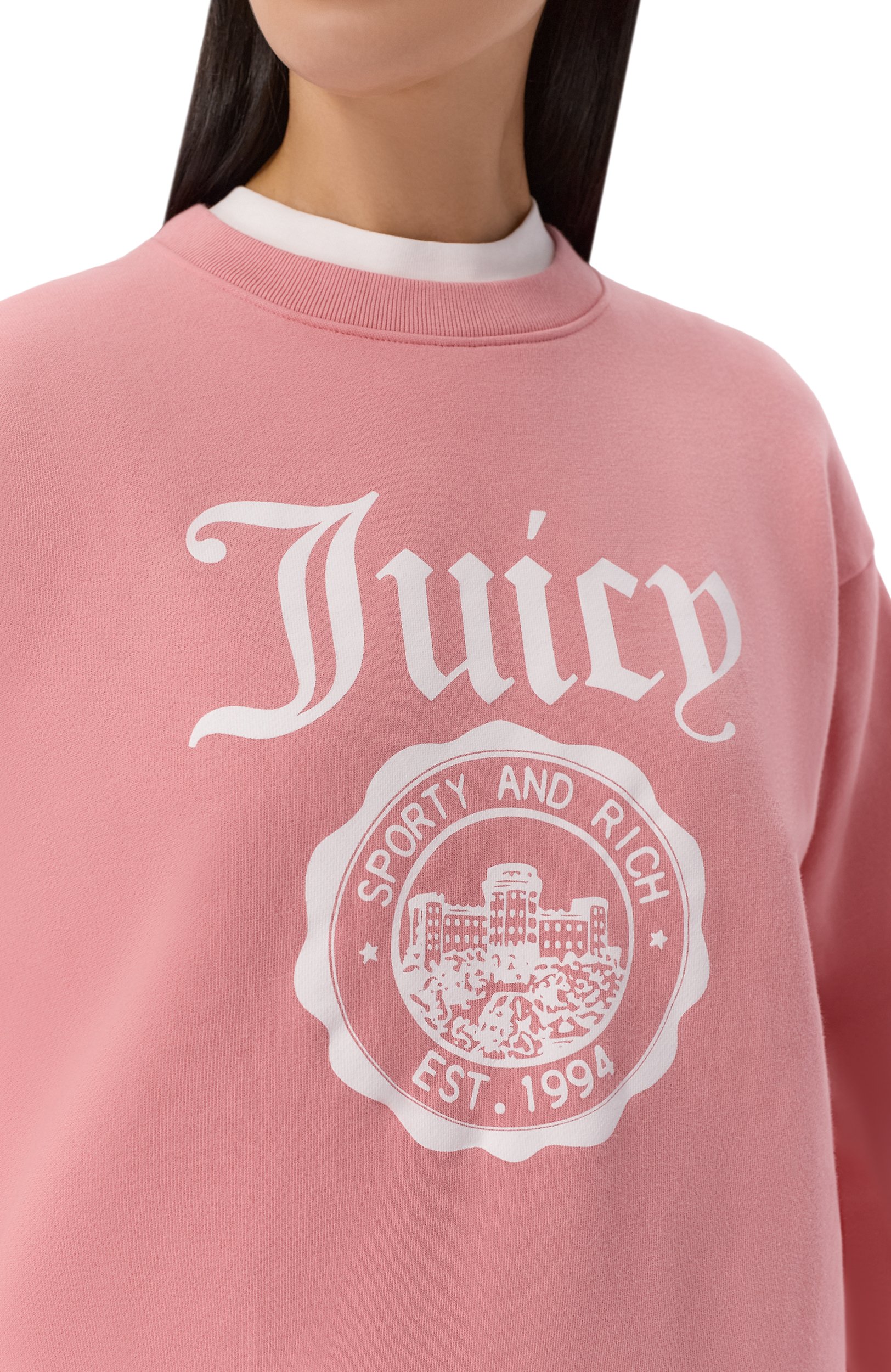 Хлопковый свитшот sporty & rich x juicy couture SPORTY AND RICH, арт. ST071716691PI07/JUICY EMBLEM CREWNECK, фото 5