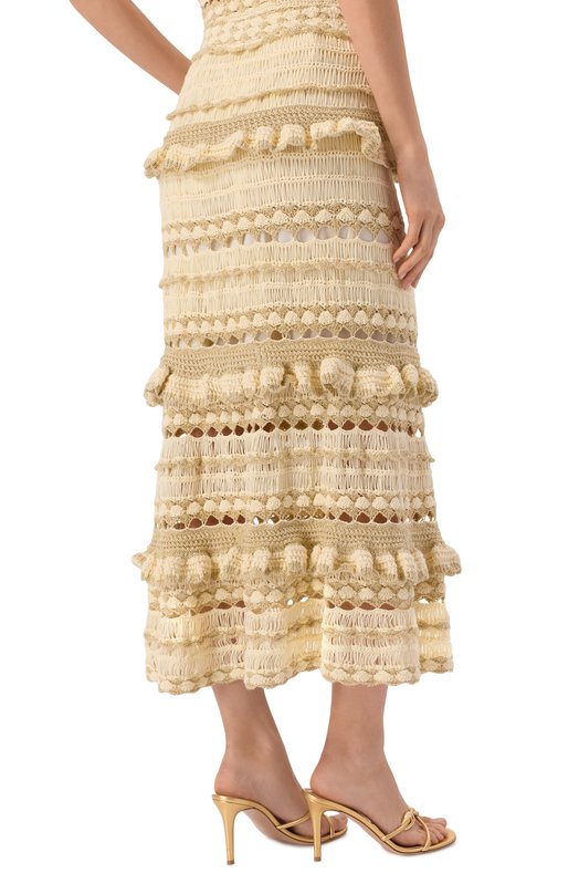 Юбка из вискозы и хлопка Zimmermann 5727SRS262 Кремовый  5727SRS262 Фото 4