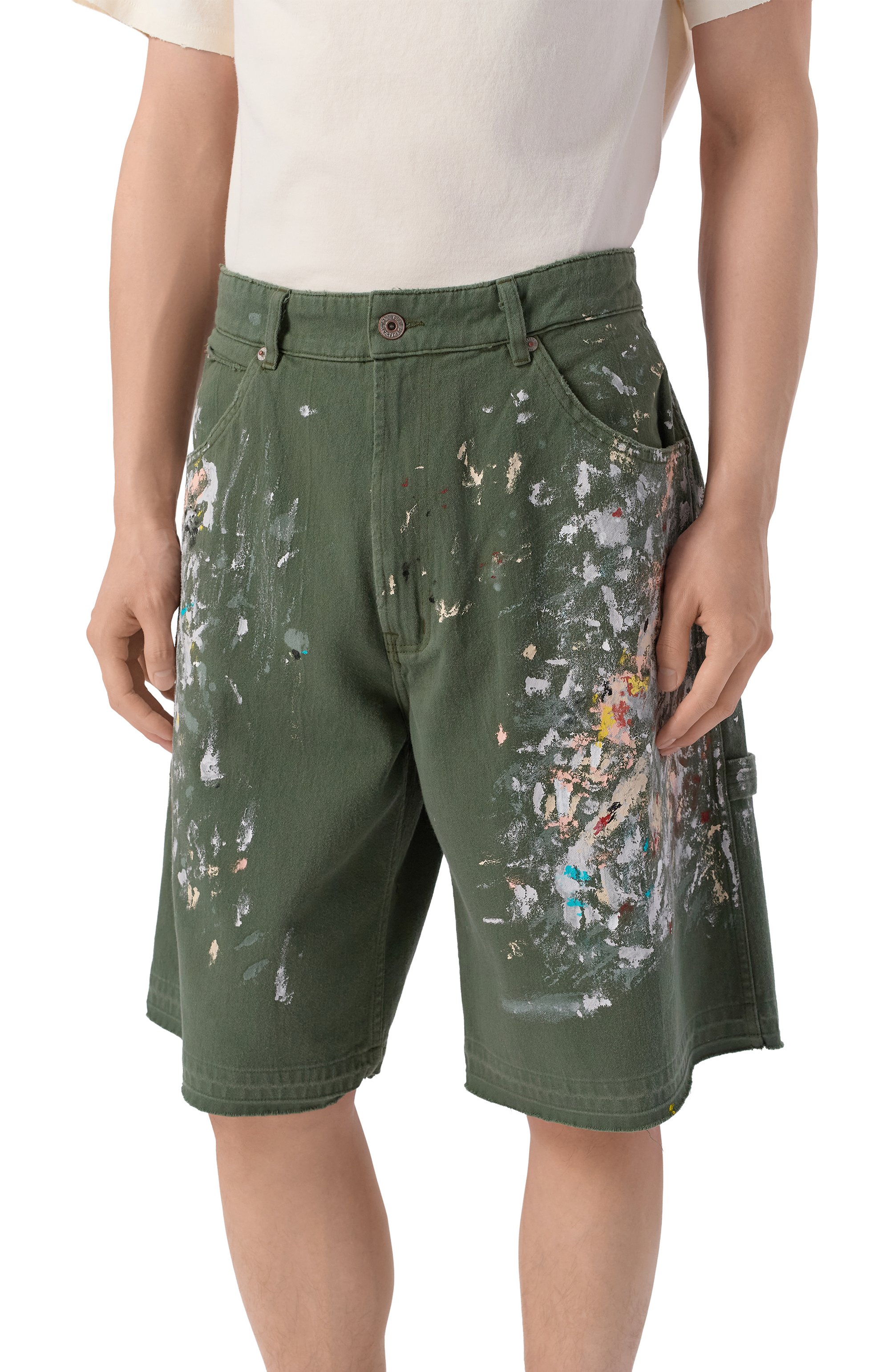 Хлопковые шорты GALLERY DEPT. хаки цвета по цене 86050 руб., арт. BTM031T/C0TT0N, фото 3 Хлопковые шорты GALLERY DEPT., арт. BTM031T/C0TT0N, фото 3