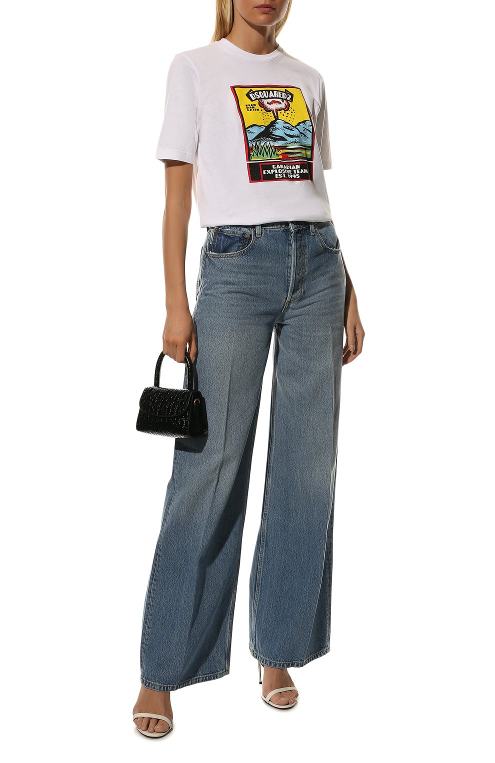 Хлопковая футболка DSQUARED2 белого цвета по цене 22550 руб., арт. S75GD0296/S24387, фото 2 Хлопковая футболка DSQUARED2, арт. S75GD0296/S24387, фото 2