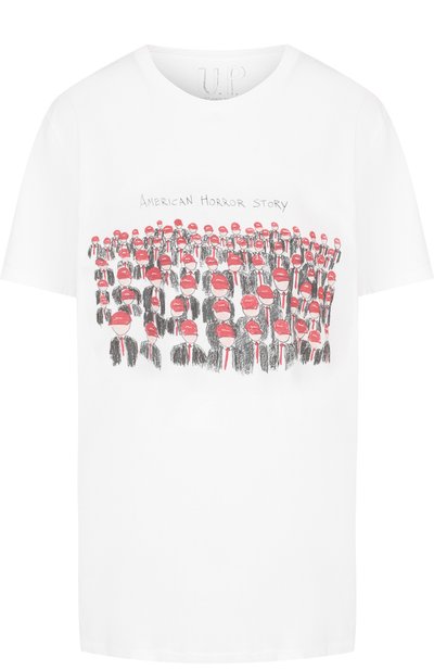 Женская хлопковая футболка прямого кроя с принтом UNFORTUNATE PORTRAIT, арт. AMERICAN H0RR0R ST0RY/SS TEE