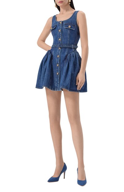 Джинсовое платье SELF-PORTRAIT синего цвета по цене 48050 руб., арт. RS25800SBL, фото 2 Джинсовое платье SELF-PORTRAIT, арт. RS25800SBL, фото 2