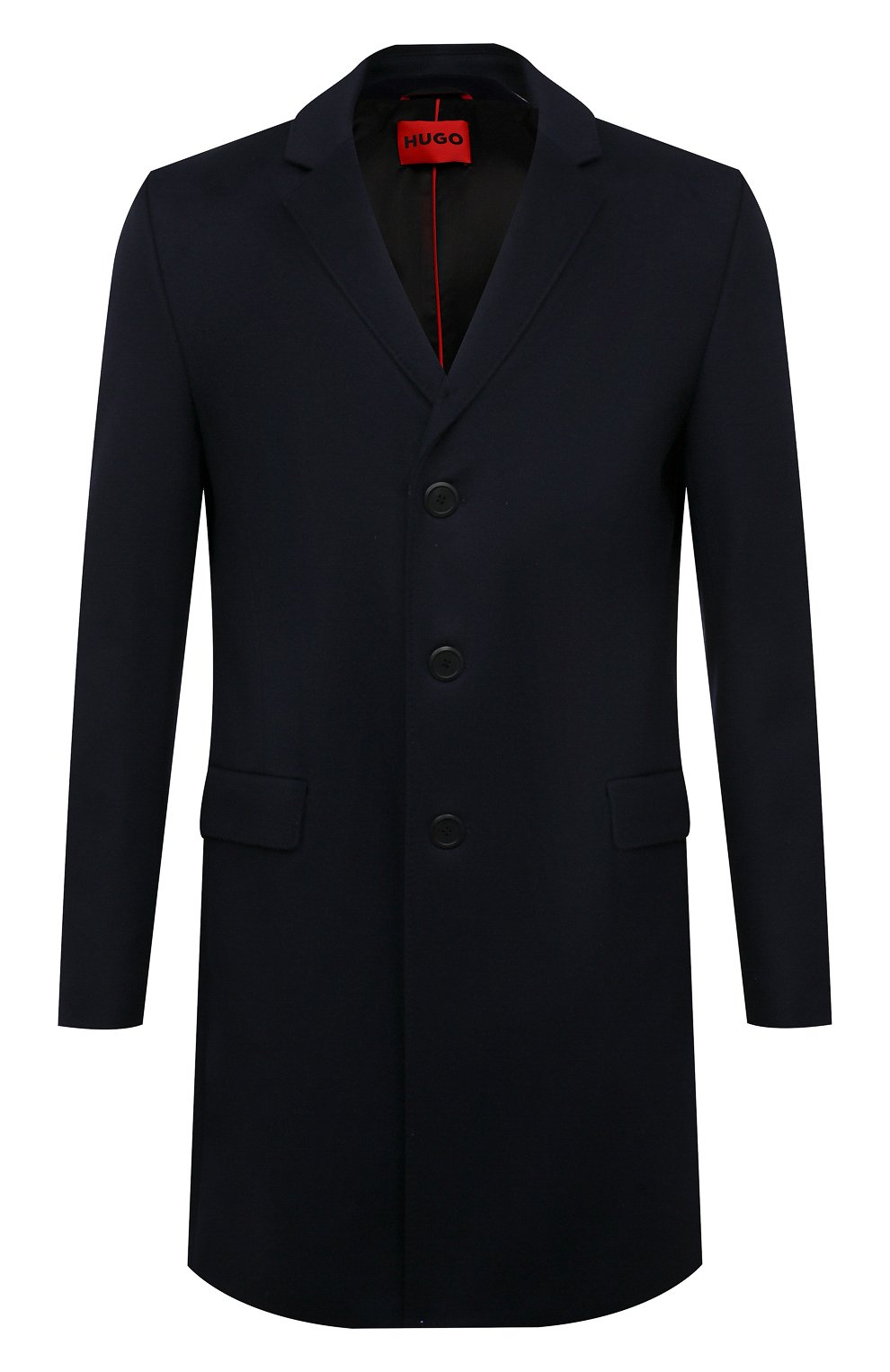 Пальто из шерсти и кашемира HUGO темно-синего цвета по цене 45620 руб., арт. 50476672, фото 1 Пальто из шерсти и кашемира HUGO, арт. 50476672, фото 1