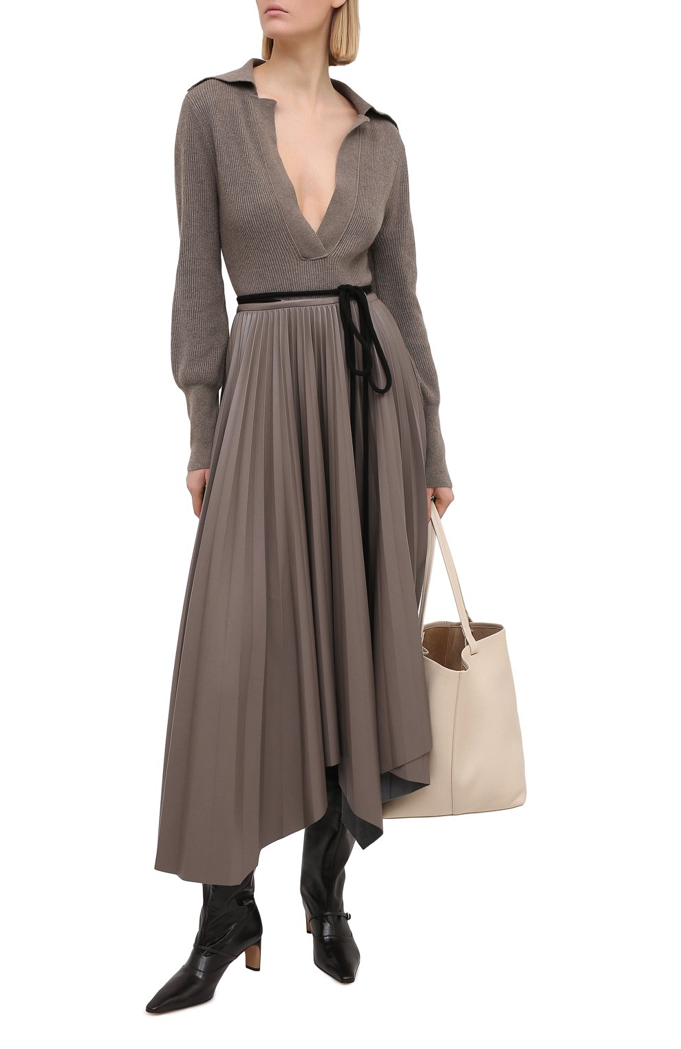 Боди NANUSHKA серого цвета по цене 38150 руб., арт. DANE_F0SSILE_RECYCLED CASHMERE KNIT, фото 2 Боди NANUSHKA, арт. DANE_F0SSILE_RECYCLED CASHMERE KNIT, фото 2