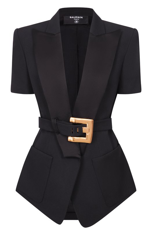Шерстяной жакет Balmain GF1SB225/ME54 Чёрный GF1SB225/ME54