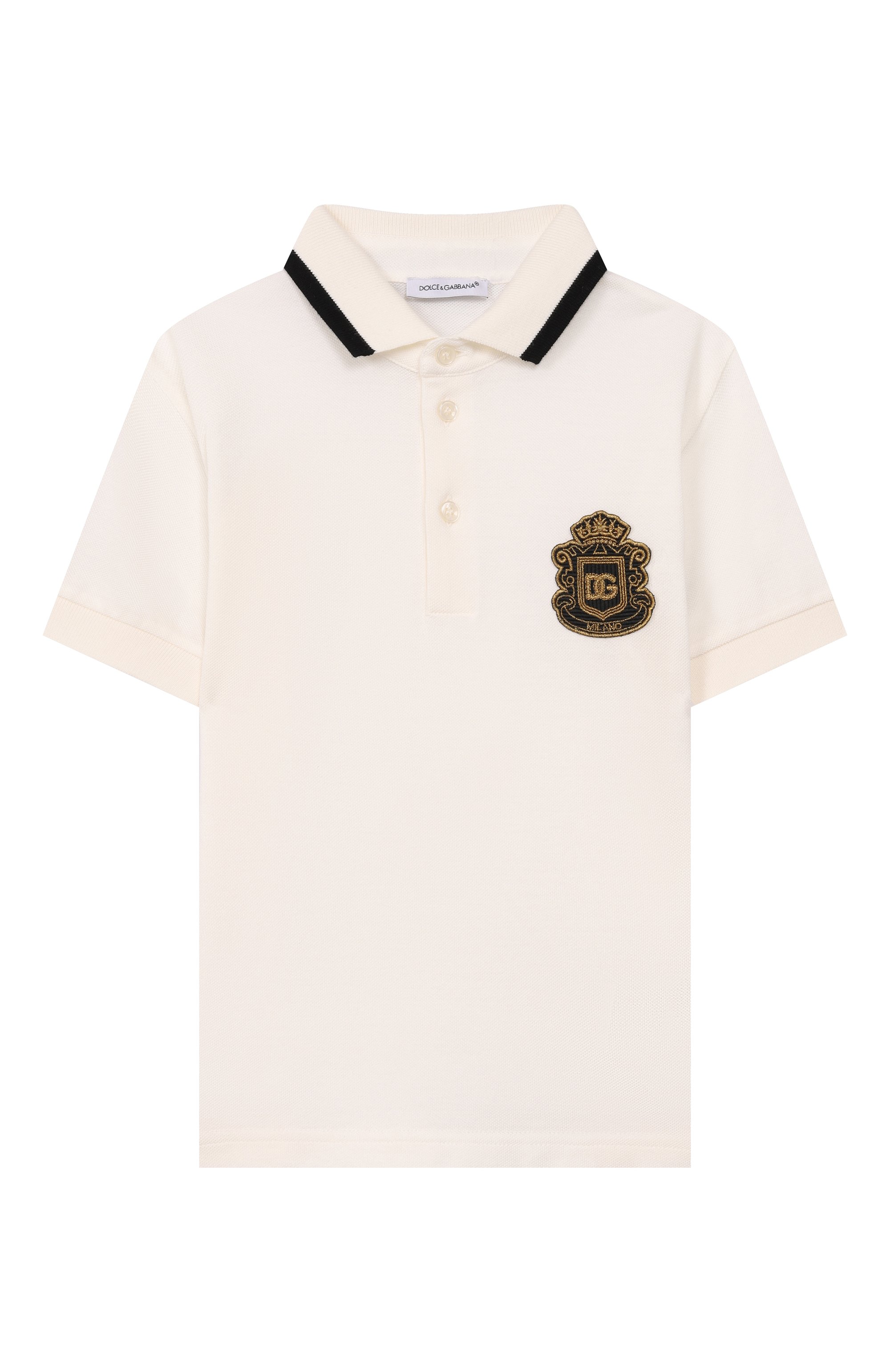 Хлопковое поло DOLCE & GABBANA кремового цвета по цене 27250 руб., арт. L4JT8V/G7P1Q, фото 1 Хлопковое поло DOLCE & GABBANA, арт. L4JT8V/G7P1Q, фото 1