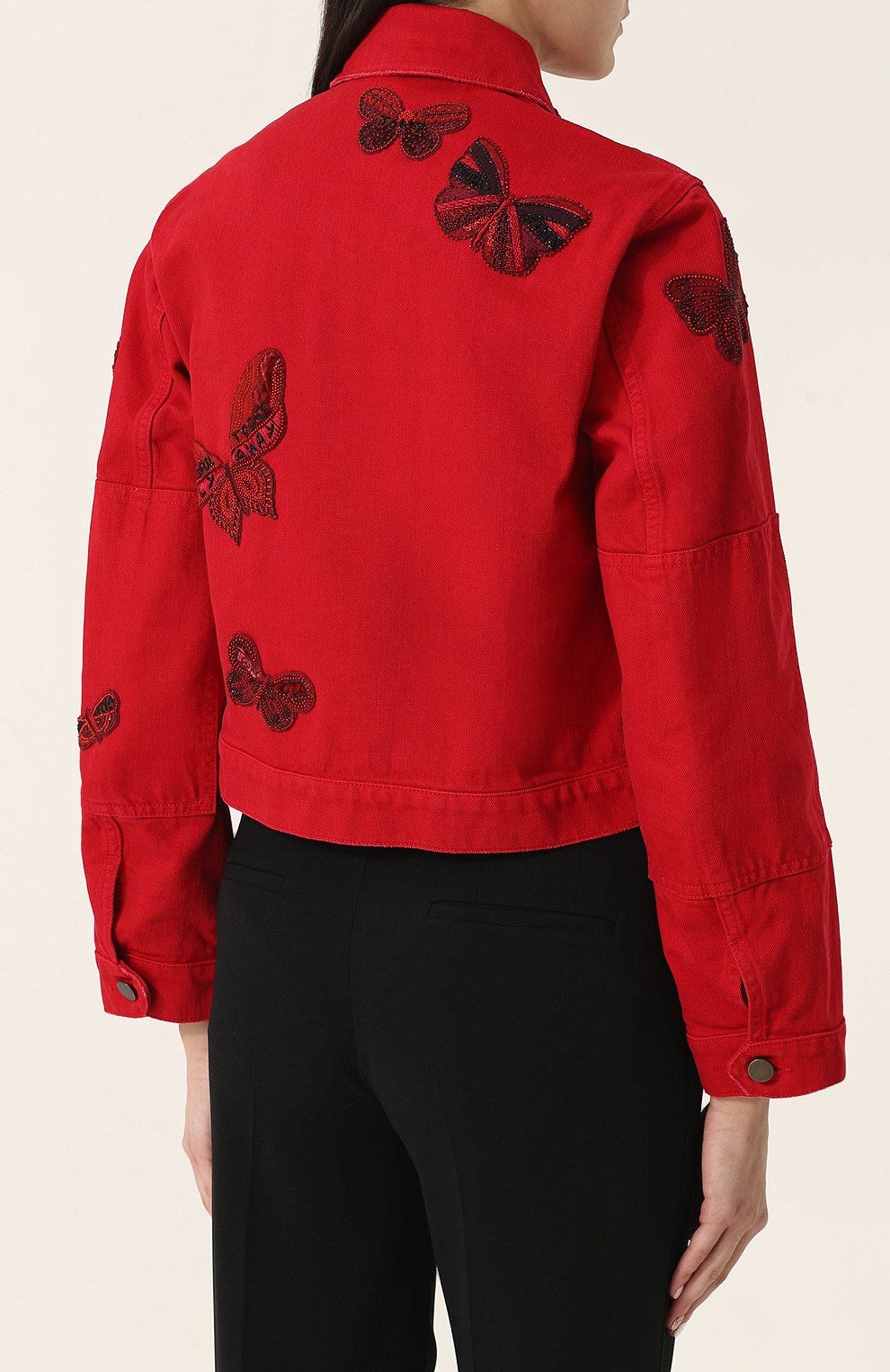 Укороченная джинсовая куртка с отделкой в виде бабочек VALENTINO, арт. PB3DC00R/4SK, фото 4