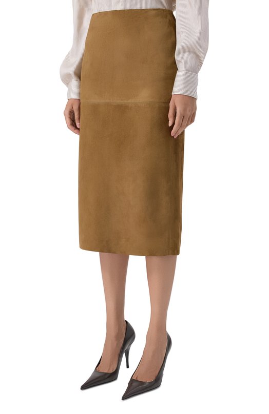 Замшевая юбка Petar Petrov S26LR4 Коричневый  S26LR4 Фото 3