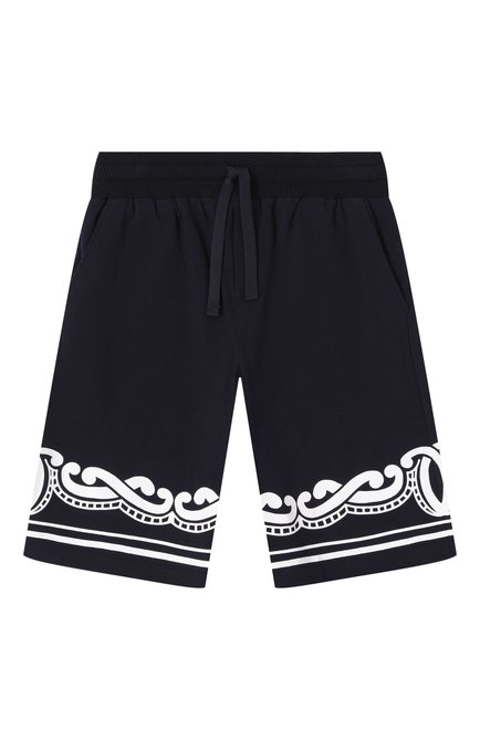 Детские хлопковые шорты DOLCE & GABBANA темно-синего цвета, арт. L4JQU7/G700B/8-14 | Фото 1 (Нос: Не проставлено; Материал сплава: Проставлено)