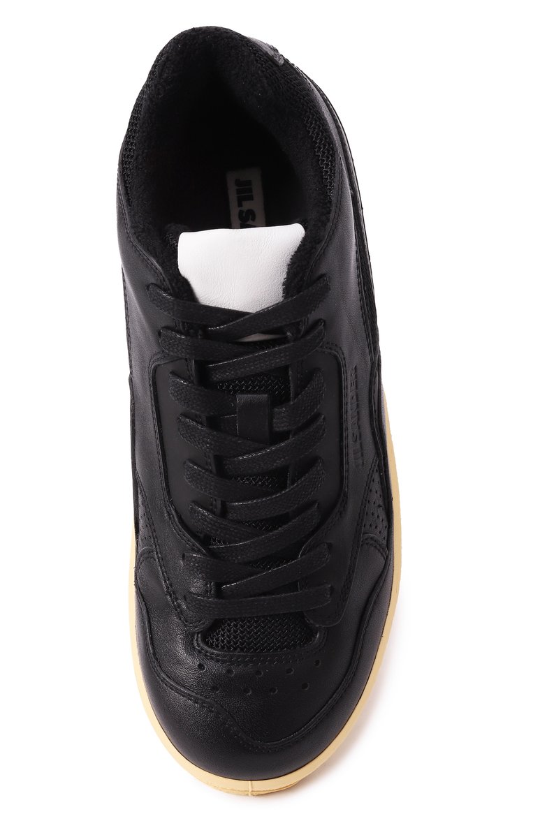 Женские кожаные кеды JIL SANDER черного цвета, арт. J15WS0006/P4869/001 | Фото 6 (Драгоценные камни: Проставлено; Материал внутренний: Текстиль, Натуральная кожа; Подошва: Платформа; Материал сплава: Проставлено; Стили: Кэжуэл; Материал у�теплителя: Без утеплителя; Материал внешний: Натуральная кожа; Кросс-КТ: Низкие)