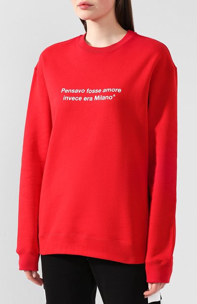 Хлопковый свитшот MSGM красного цвета по цене 13750 руб., арт. 2742MDM284 195799, фото 3 Хлопковый свитшот MSGM, арт. 2742MDM284 195799, фото 3