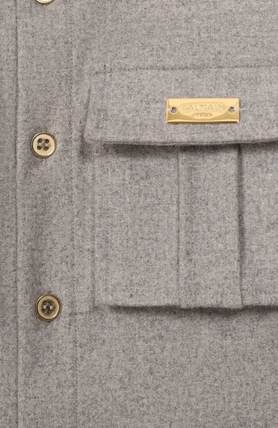 Шерстяная рубашка BALMAIN серого цвета по цене 41350 руб., арт. BZ5H10, фото 3 Шерстяная рубашка BALMAIN, арт. BZ5H10, фото 3