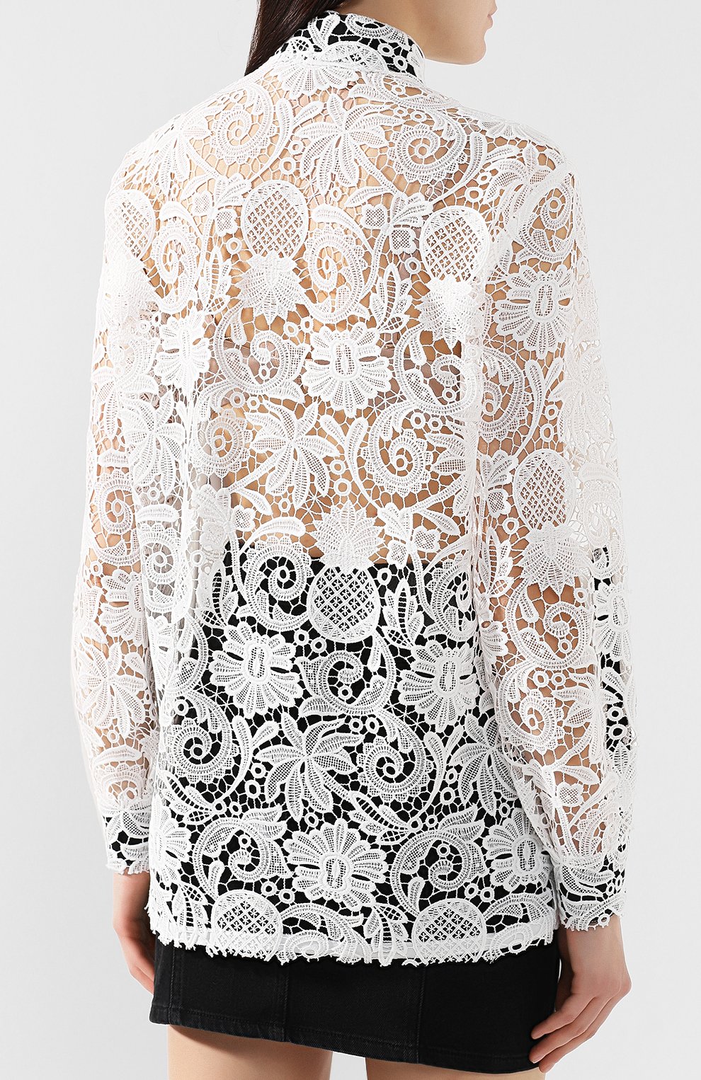 Кружевная рубашка N21 черно-белого цвета по цене 51850 руб., арт. 19E N2M0/G012/4858, фото 4 Кружевная рубашка N21, арт. 19E N2M0/G012/4858, фото 4