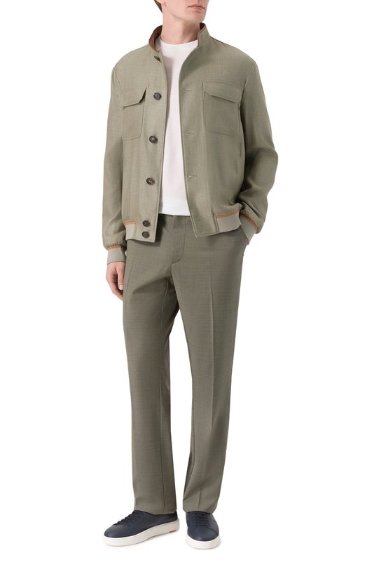 Бомбер из шелка и шерсти Stefano Ricci M7J6100110/KL003U Хаки  M7J6100110/KL003U Фото 2