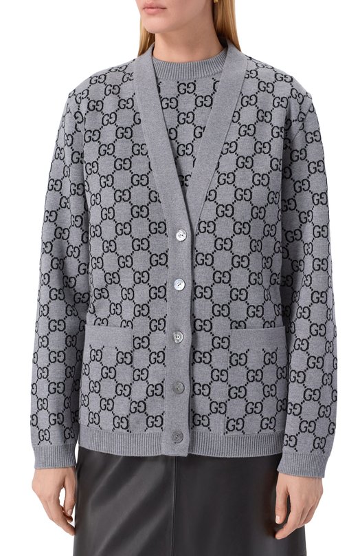 Шерстяной кардиган Gucci 798157/XKEJP Серый  798157/XKEJP Фото 3