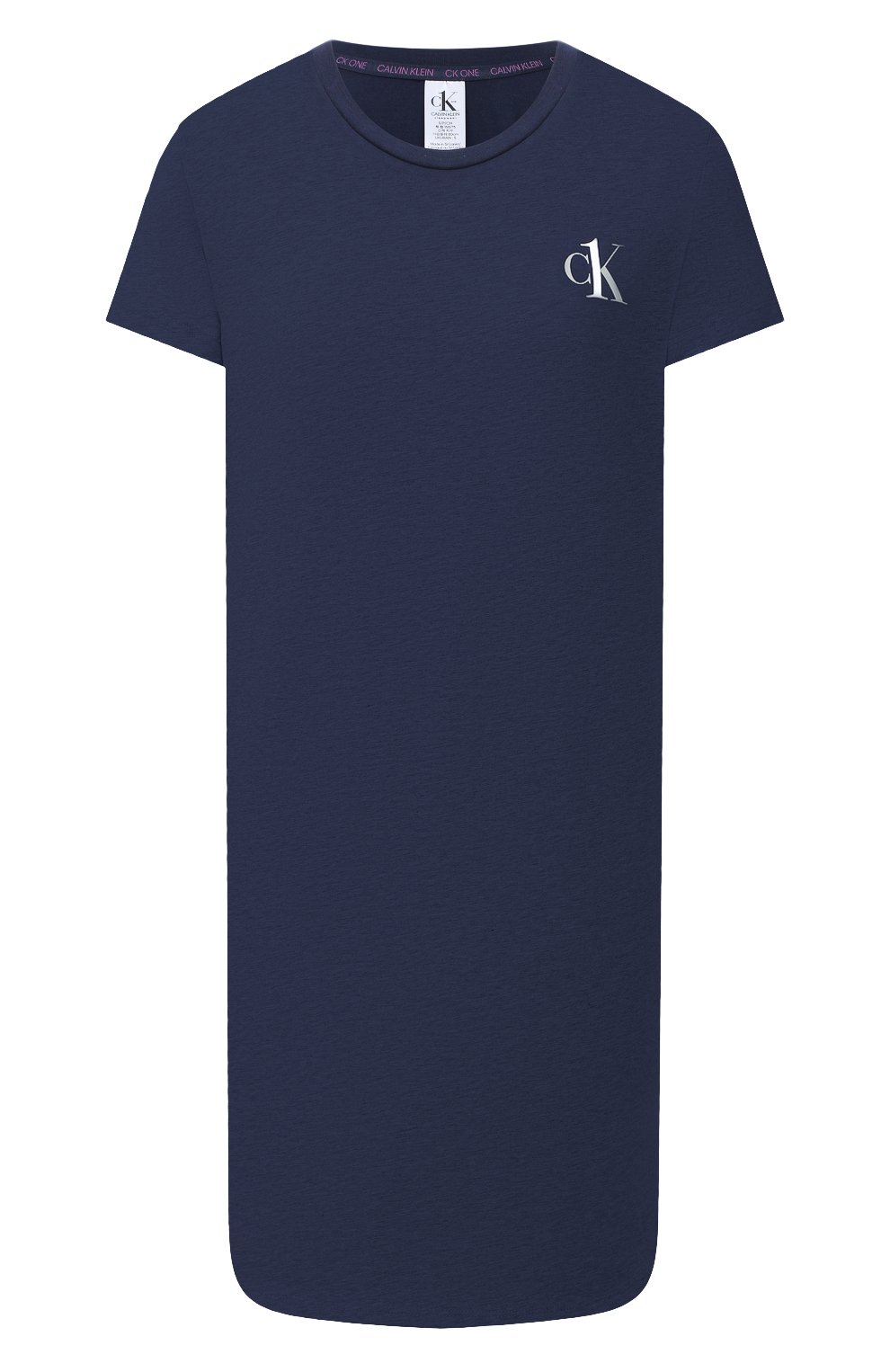 Хлопковая сорочка CALVIN KLEIN темно-синего цвета по цене 5810 руб., арт. QS6358E, фото 1 Хлопковая сорочка CALVIN KLEIN, арт. QS6358E, фото 1