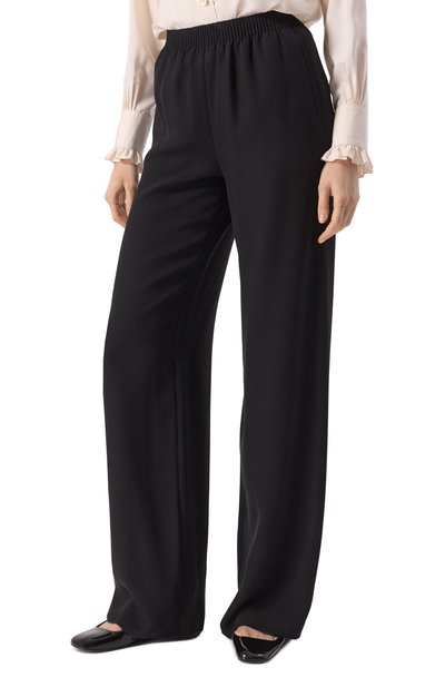 Шелковые брюки VALENTINO черного цвета по цене 260500 руб., арт. 6B3RB6861MM, фото 3 Шелковые брюки VALENTINO, арт. 6B3RB6861MM, фото 3