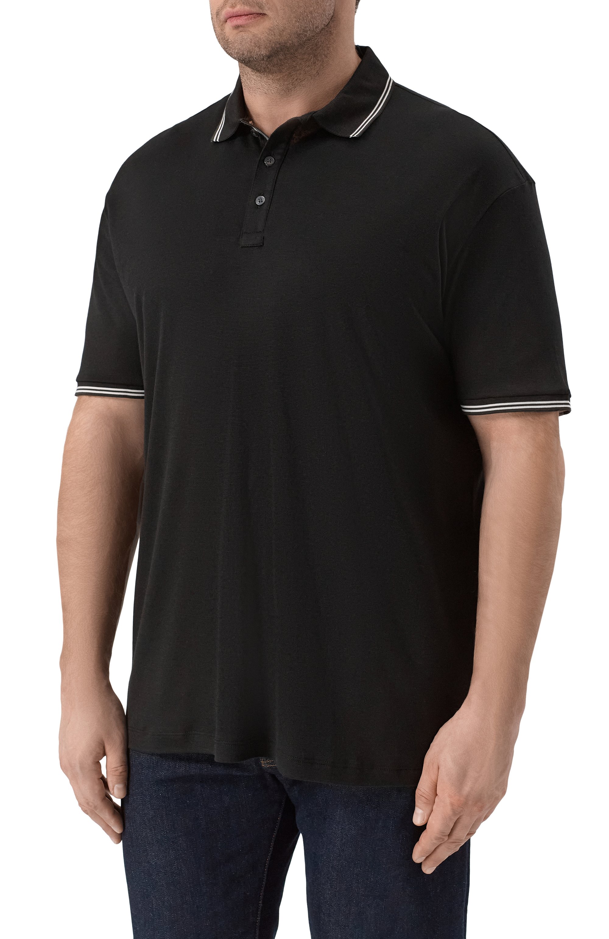 Поло из хлопка и лиоцелла PAUL&SHARK черного цвета по цене 35100 руб., арт. 26411256, фото 3 Поло из хлопка и лиоцелла PAUL&SHARK, арт. 26411256, фото 3