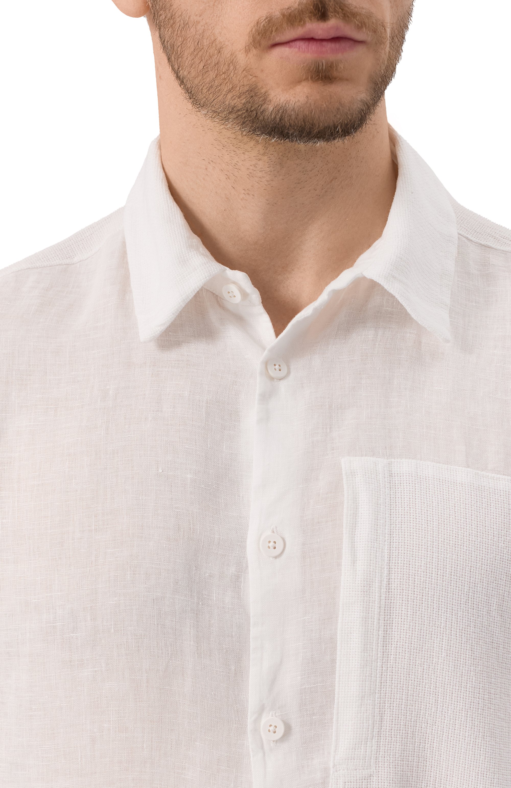 Рубашка изо льна и хлопка TRANSIT, арт. CFUTRZV312, фото 5