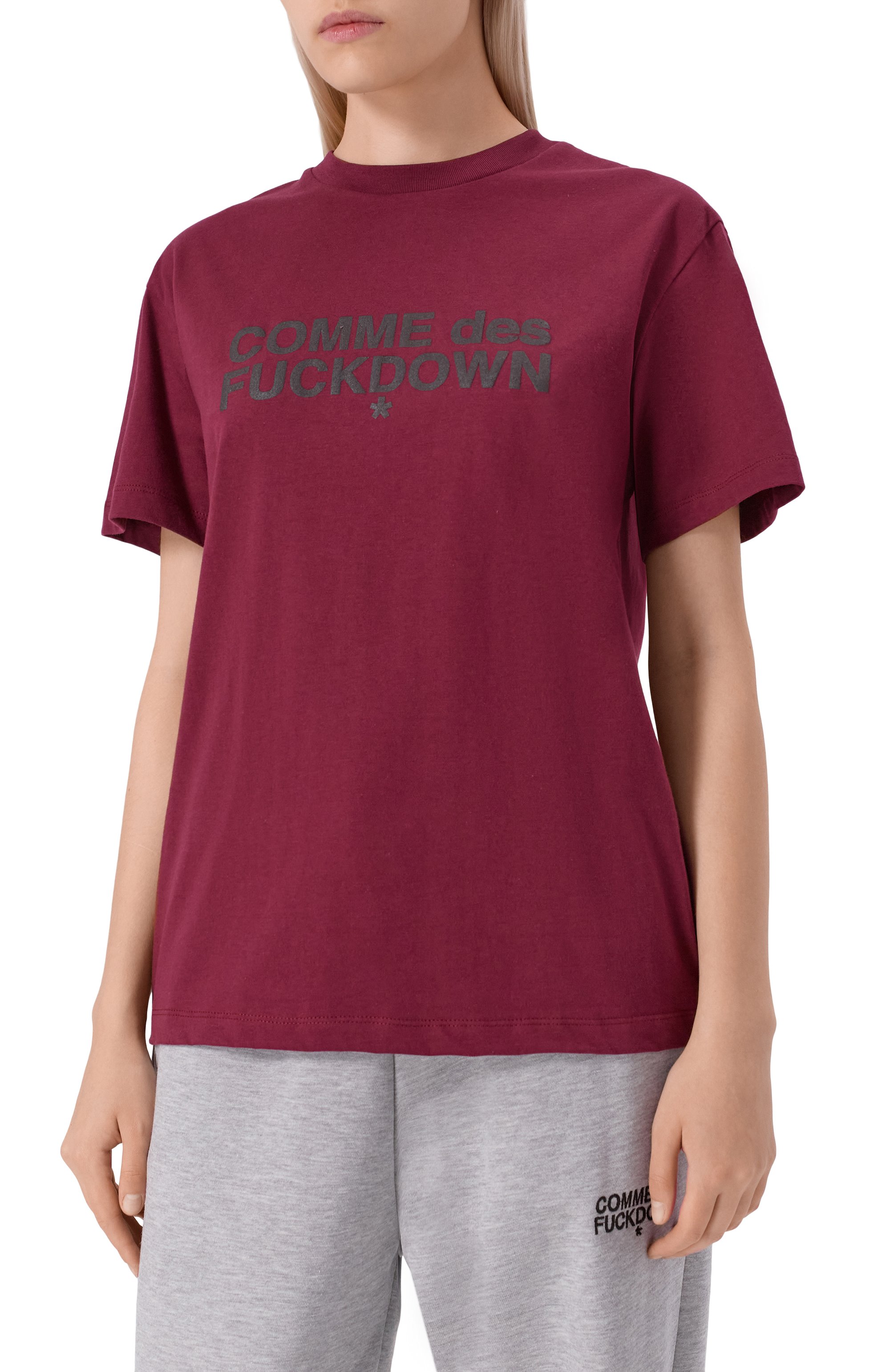 Хлопковая футболка COMME DES FUCKDOWN бордового цвета по цене 5525 руб., арт. CFABW01356, фото 3 Хлопковая футболка COMME DES FUCKDOWN, арт. CFABW01356, фото 3