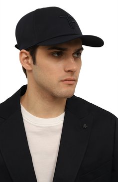 Мужская хлопковая бейсболка TOM FORD темно-синего цвета, арт. MH003/TCN036G | Фото 2 (Материал: Хлопок, Текстиль; Материал сплава: Проставлено; Нос: Не проставлено)