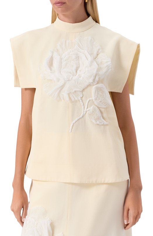 Топ из вискозы и шелка Jil Sander J03NC0305/J65005 Кремовый  J03NC0305/J65005 Фото 3