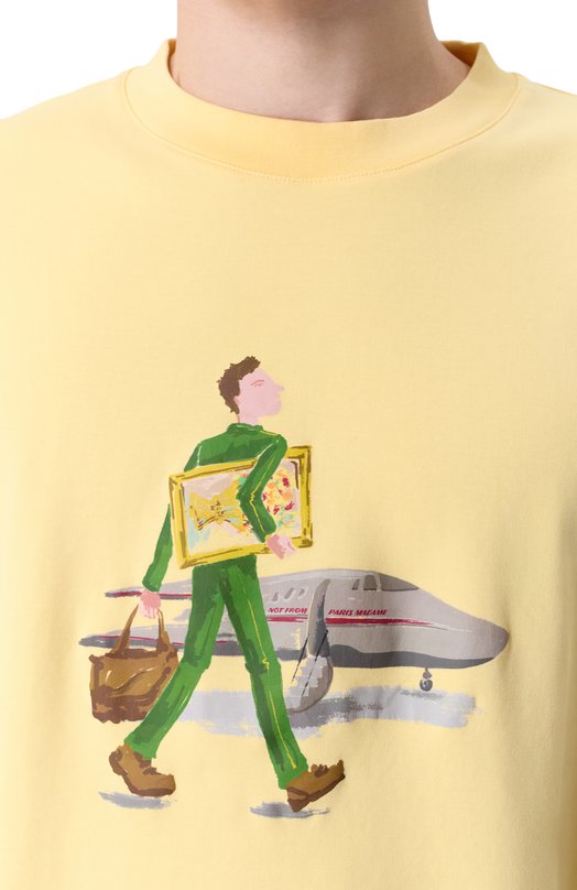 Хлопковая футболка Drole De Monsieur J-TS290-C0002-LYL Жёлтый  J-TS290-C0002-LYL Фото 5